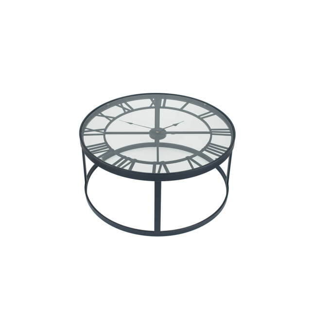 Pacific Lifestyle Metal Round Clock Table, Black