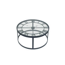 Pacific Lifestyle Metal Round Clock Table, Black
