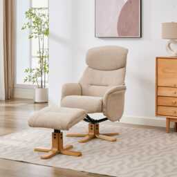 Casa Eddie Fabric Recliner Swivel Chair & Stool, Seashell