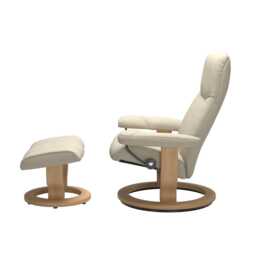 Stressless Consul Large Leather Recliner Chair & Footstool, Batick Cream - thumbnail 2