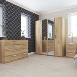 Casa Lisbon Double Wardrobe with Drawers & Mirror - thumbnail 3