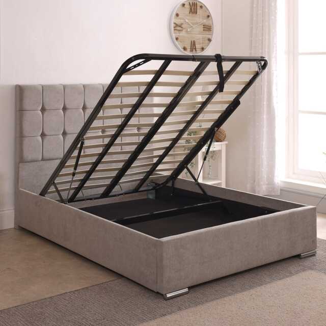 Casa Milo Ottoman Bed Frame, Double, Victoria Silver - image 1