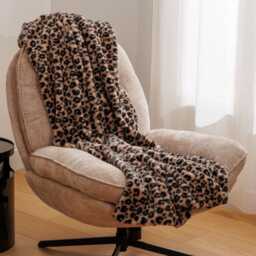 Atmosphera Orana Leopard Faux Fur Throw, Brown