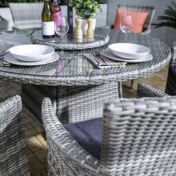 Hartman Westbury Rattan Garden Dining Set with Parasol, Round, 6 Seater, Grey - thumbnail 3