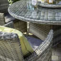 Hartman Westbury Rattan Garden Dining Set with Parasol, Round, 6 Seater, Grey - thumbnail 2
