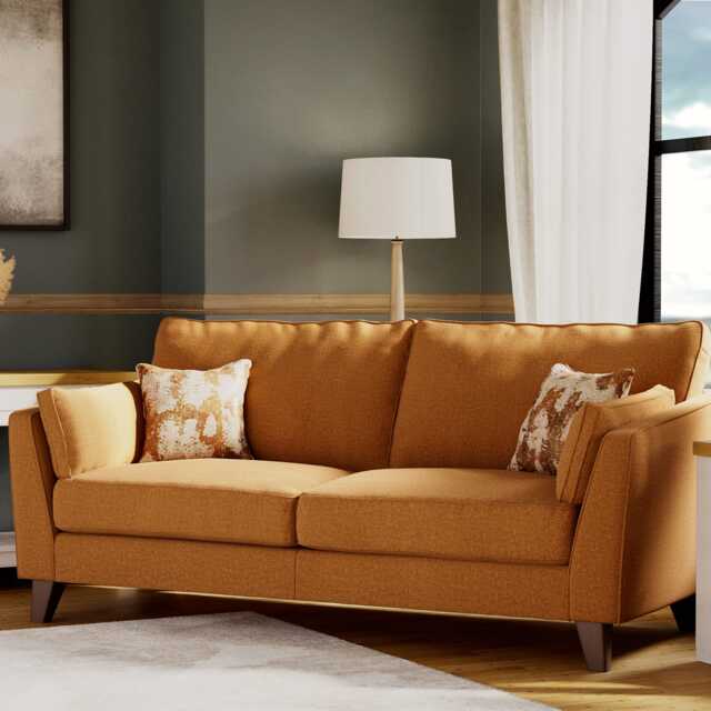 Casa Viscount 3 Seater Fabric Sofa, Nantes Burnt Ochre