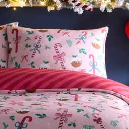 Fusion Festive Fancy Duvet Set, Single, Pink - thumbnail 2