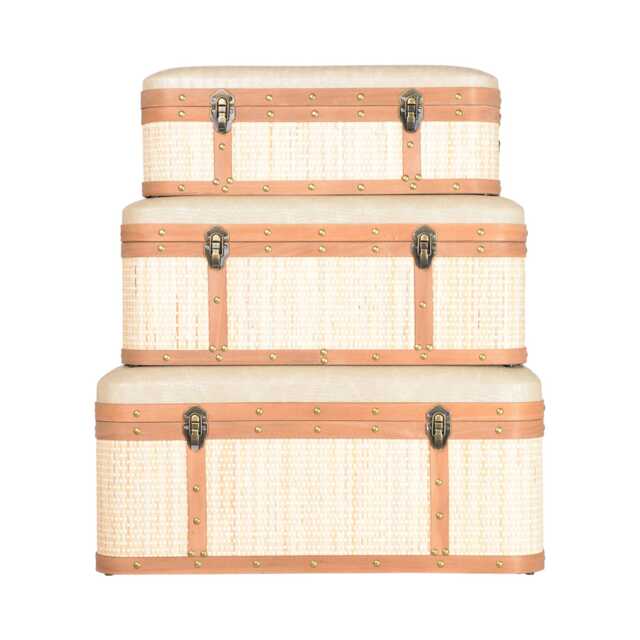 Casa Rattan Storage Trunk with Cushion, Large, Cream - image 1