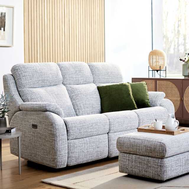 G Plan Kingsbury 2 Seater Power Fabric Recliner Sofa, Aerial Vista - image 1