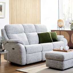 G Plan Kingsbury 2 Seater Power Fabric Recliner Sofa, Aerial Vista - thumbnail 1
