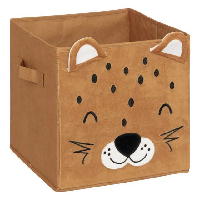 Atmosphera Kids Leopard Velvet Storage Box, Orange - image 1