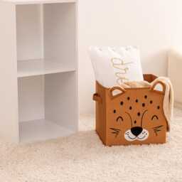 Atmosphera Kids Leopard Velvet Storage Box, Orange - thumbnail 2