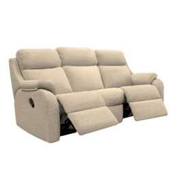 G Plan Kingsbury 3 Seater Manual Fabric Recliner Sofa, Stipple Ecru - thumbnail 2