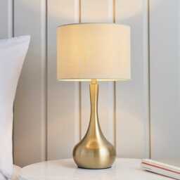 Endon Piccadily Touch Table Lamp, Soft Brass - thumbnail 1