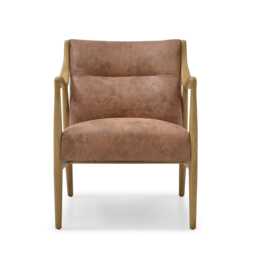 Casa Teri Leather Accent Chair, Tan Vintage Leather - thumbnail 2