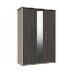 Casa Lyon 3 Door Mirrored Wardrobe, Anthracite - thumbnail 1
