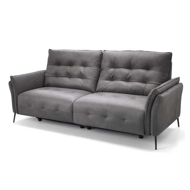 Italia Living Bolzano 3 Seater Leather Double Power Recliner Sofa, Grey - image 1