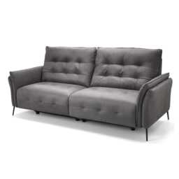 Italia Living Bolzano 3 Seater Leather Double Power Recliner Sofa, Grey