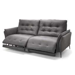 Italia Living Bolzano 3 Seater Leather Double Power Recliner Sofa, Grey - thumbnail 2