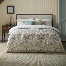 William Morris At Home Strawberry Thief Duvet Set, Super King, Hessian