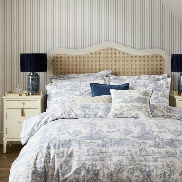 Laura Ashley Braysmith Toile Duvet Set, Double, Chambray Blue - image 1