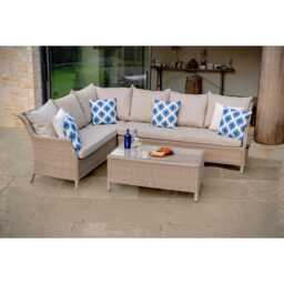 Bramblecrest Weather Resistant Outdoor Cushion, Blue Lattice, 43x43cm - thumbnail 3
