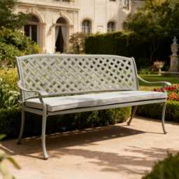 Casa Venice Aluminium Garden Bench, 2 Seater, Stone - thumbnail 1