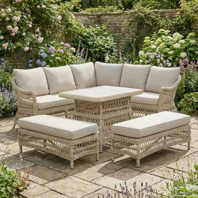 Pacific Lifestyle Pattaya Wicker Garden Corner Sofa Set, 8 Seater, Soft Sand - image 1