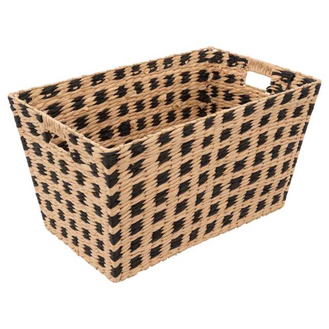 5five Woven Square Design Basket, Extra Large, Black & Natural - image 1