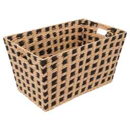 5five Woven Square Design Basket, Extra Large, Black & Natural