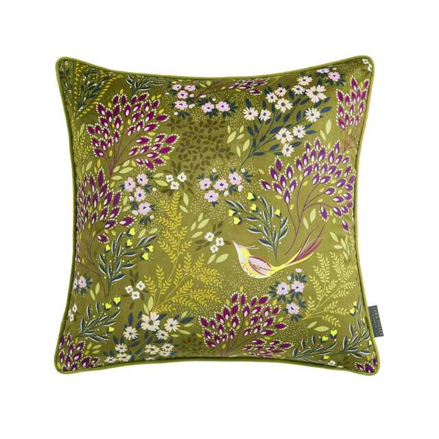 Sara Miller Songbird Cushion, Olive Green
