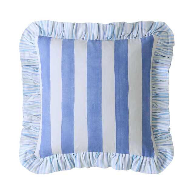 Bluebellgray Sunday Stripe Microfibre Cushion, Blue - image 1