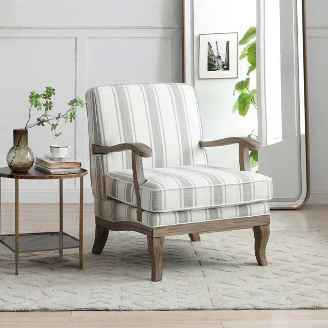Casa Clara Fabric Accent Chair, Textured Linen Stripe - image 1