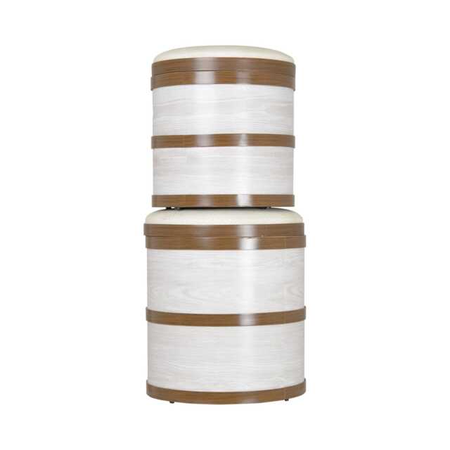 Casa Faux Leather Storage Stool, Large, Washed Cream - image 1