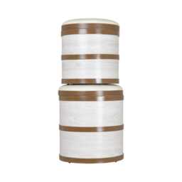 Casa Faux Leather Storage Stool, Large, Washed Cream