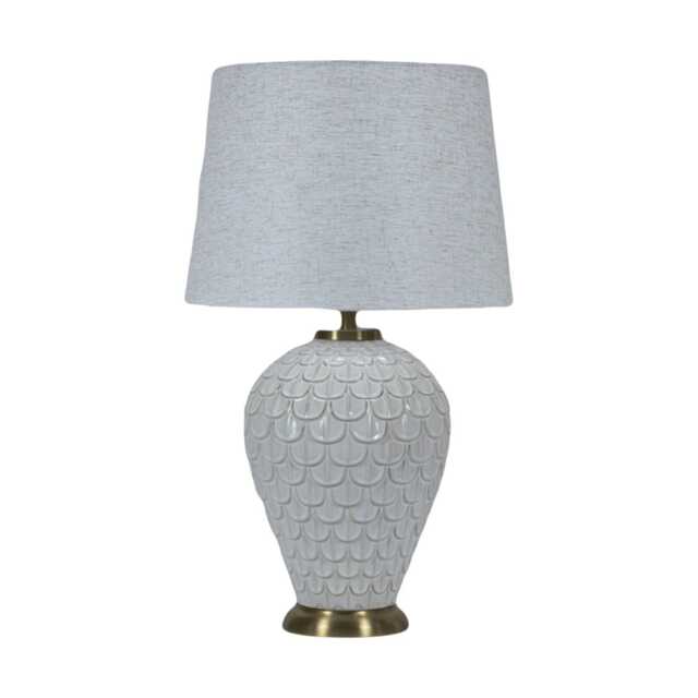 Casa Leaf Effect Ceramic Table Lamp, White