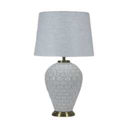 Casa Leaf Effect Ceramic Table Lamp, White