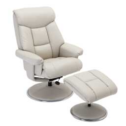 Casa Bayonne Faux Leather Manual Recliner Swivel Chair & Footstool, Cinder - thumbnail 1
