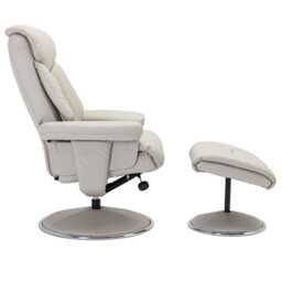 Casa Bayonne Faux Leather Manual Recliner Swivel Chair & Footstool, Cinder - thumbnail 2