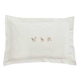 Sophie Allport Snowy Owls Oxford Pillowcase Pair, White - thumbnail 2