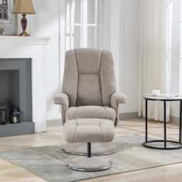 Casa Dalby Swivel Fabric Recliner Chair & Stool, Chacha Oat - thumbnail 2