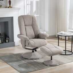 Casa Dalby Swivel Fabric Recliner Chair & Stool, Chacha Oat - thumbnail 4