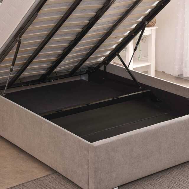 Casa Milo Ottoman Bed Frame, King, Victoria Silver - image 1