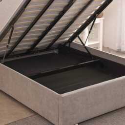 Casa Milo Ottoman Bed Frame, King, Victoria Silver - thumbnail 1