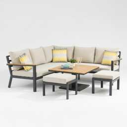 Nova Heidi Aluminium Garden Corner Sofa Set with Rising Table, 8 Seater, White - thumbnail 1