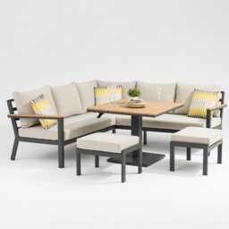 Nova Heidi Aluminium Garden Corner Sofa Set with Rising Table, 8 Seater, White - thumbnail 2