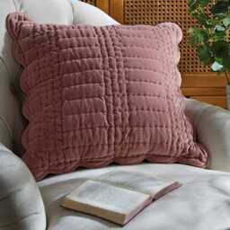 Laura Ashley Brady Scalloped Microfibre Cushion, 43cm x 43cm, Old Rose - thumbnail 2