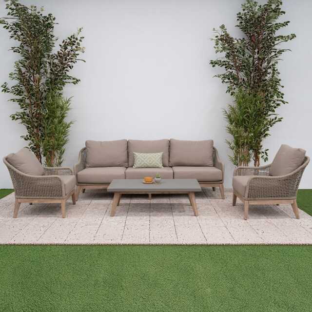 Nova Wooden Garden Sofa Set, 8 Seater, Brown