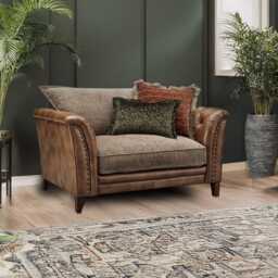 At The Helm Savannah Leather Snuggler Armchair, Voyager Oak Cask - thumbnail 1