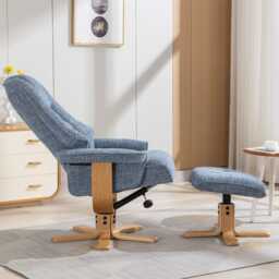 Casa Samoa Swivel Fabric Recliner Chair & Stool, Ocean - thumbnail 2